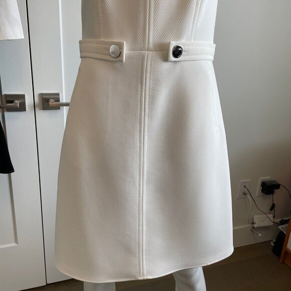 Judith & Charles Sleeveless Boat Nk Split V Fit & Flare Lined Dress White Sz 10 - Picture 3 of 16